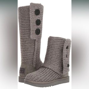 Ugg Sweater Knit Gray Boots, Adjustable Length, Women’s Size 10